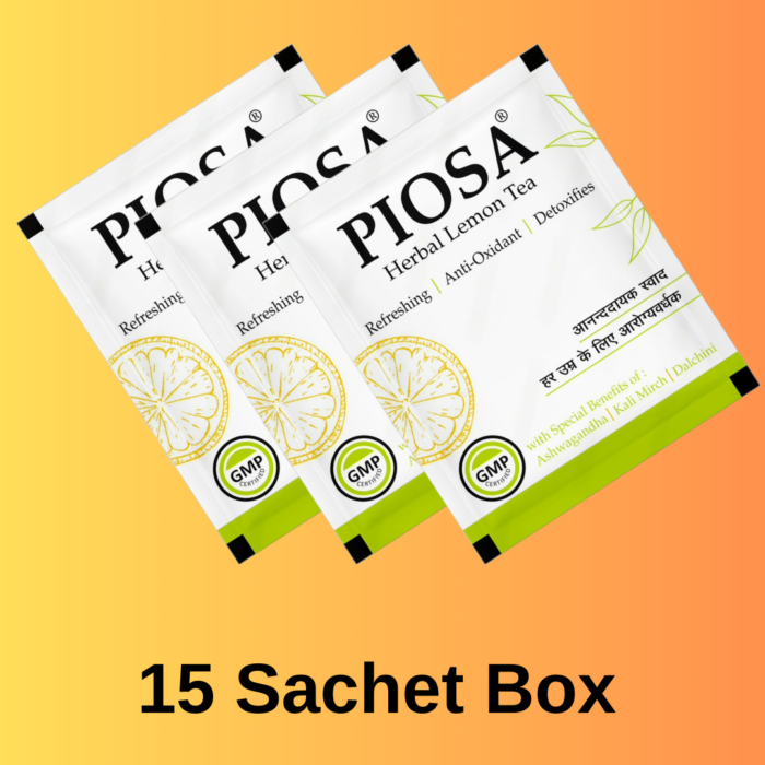 PIOSA Herbal Lemon Tea with Ashwagandha | 15 Sachets | Ready to drink Premix | Boost Digestion | Detoxifies body - Image 3