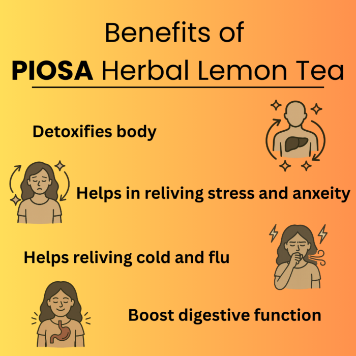 PIOSA Herbal Lemon Tea with Ashwagandha | 15 Sachets | Ready to drink Premix | Boost Digestion | Detoxifies body - Image 2